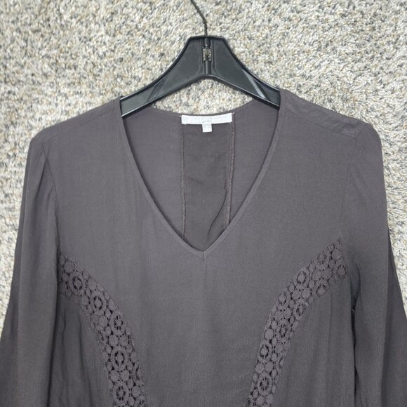 Daniel‎ Rainn Top Womens Medium Gray V Neck Semi Sheer Blouse 3/4 Sleeve Ladies - Picture 4 of 7